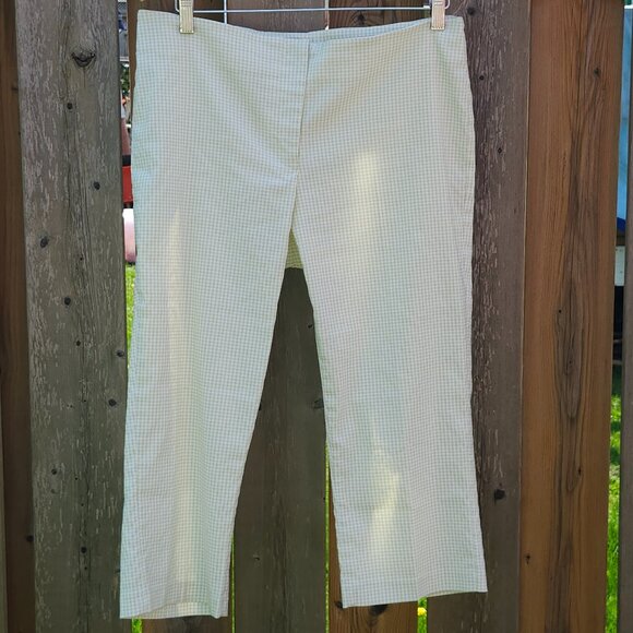 PRETTY Green Gingham Flat Front Pants Women's Size XL SMART SET - Picture 1 of 4